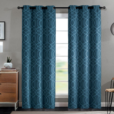 1 of 1:Aries Chain 8 Grommet Room Darkening Window Panel, Teal, 52x90 Inches 
