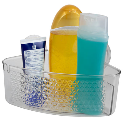 1 of 4:Home Basics Large Cubic Patterned Plastic Corner Shower Caddy with Suction Cups, Clear 
