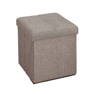 1 of 4:Simplify Faux Linen Folding Storage Ottoman Cube in Grey 