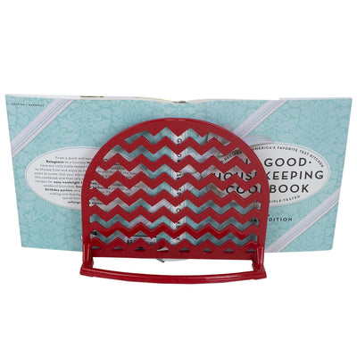 3 of 4:Home Basics Cast Iron Chevron Design Cookbook Stand, Red, 10.5x5.5x9 Inches 
