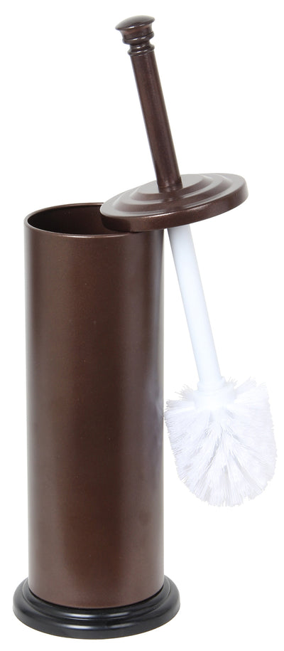 1 of 4:Brosse de toilette Home Basics en bronze avec support, 14,5 x 4,5 pouces 