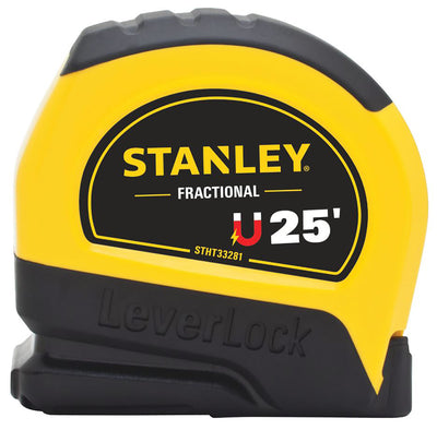 2 of 2:Mètre ruban Stanley LeverLock avec échelle fractionnaire et pointe magnétique, 25 pieds 