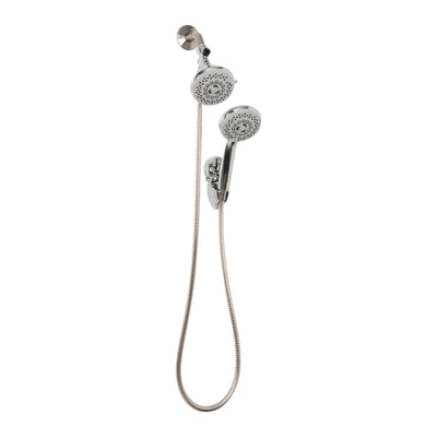 1 of 4:Bath Bliss - Cabezal de ducha doble de lujo con 5 funciones, gris 