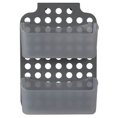 1 of 5:Organiseur réglable en plastique Home Basics pour armoire, transparent et gris 