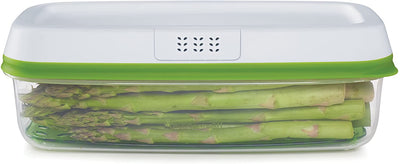 1 of 6:Rubbermaid Freshworks Produce Saver Food Storage Container, Long Rectangle, 8.4 Cup, Green 