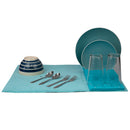 3 of 4:Home Basics Escurreplatos de plástico de perfil bajo con alfombrilla de secado de microfibra, turquesa 