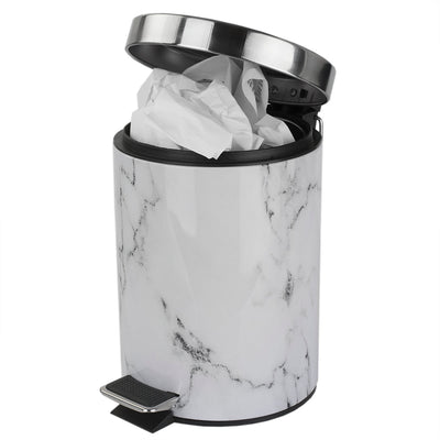 2 of 6:Poubelle en faux marbre Home Basics, blanc-gris, 3 litres 