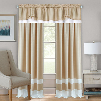 2 of 6:Darcy Textured Rod Pocket Window Panel, Tan-White, 52x84 Inches 