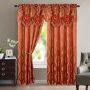 1 of 1:Aurora Tree Leaf Jacquard Window Panel with Attached Valance, Rust, 54x84 Inches 