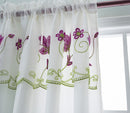 3 of 8:Panel doble con bordado floral Vittoria con cenefa adjunta, morado, 54 x 84 pulgadas 
