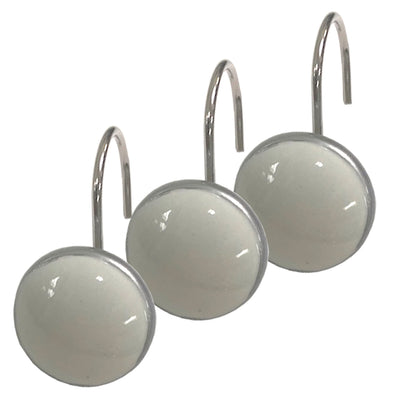 1 of 1:Crochets de rideau de douche en résine Popular Bath Bambi, blanc-argent, lot de 12 