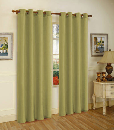 2 of 2:Melanie Faux Silk Panel With 8 Grommets, Olive, 55x63 