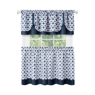 8 of 8:Juego de cenefa y par de cortinas para ventana Callie - 58x36 - Azul marino 