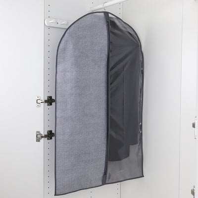 4 of 4:Home Basics Herringbone Non-Woven Suit Bag with Clear Plastic Panel, Grey 