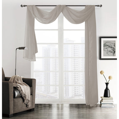 1 of 1:Écharpe de fenêtre transparente Linda Voile, argent, 55 x 216 pouces 