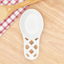 4 of 4:Repose-cuillère en fonte tissée Home Basics, blanc, 19 x 8,9 x 3,3 cm 