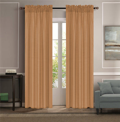 1 of 1:Melanie Faux Silk Rod Pocket Window Panel, Gold, 55x84 Inches 