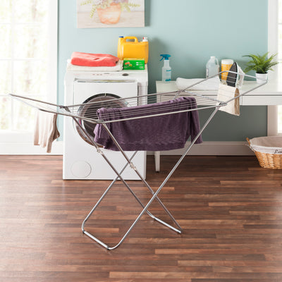 3 of 3:Tendedero Sunbeam de acero con revestimiento esmaltado, plateado, 71 x 22 x 41 pulgadas 