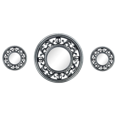 1 of 1:Premius 3-Piece Decorative Mirror Set, Silver, 34x15 Inches Overall 