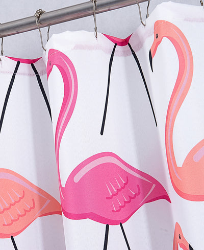 2 of 3:Flamingo 13-Piece Printed Shower Curtain Set With Hooks, Pink, 70x72 Inches 