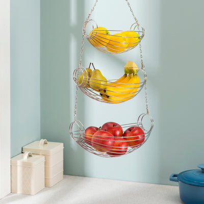 3 of 4:Home Basics Hamaca colgante de 3 niveles, cromada, 31 pulgadas 