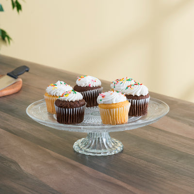 2 of 4:Home Basics Glass Decorative Cake Plate, Clear, 11.5x3 Inches 