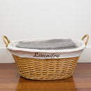 6 of 7:Home Basics Wicker Laundry Basket with Removeable Liner, Natural, 22x17x9.5 Inches 