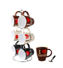1 of 5:Home Basics I Love Coffee Juego de tazas de 6 piezas con soporte 