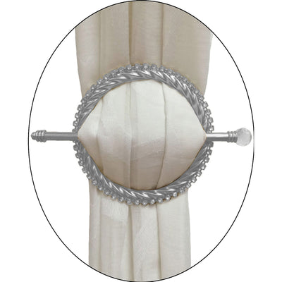 1 of 1:Premius Round Rhinestone Decorative One Pair Curtain Tie Back, Silver, 6x6 Inches 