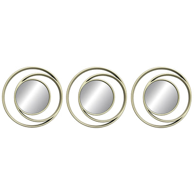 1 of 1:Ensemble de 3 miroirs géométriques ronds Premius, décoration murale, champagne, 25,4 cm, 76,2 cm au total 
