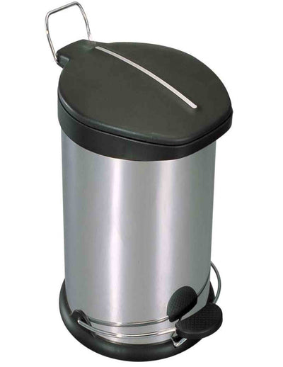 1 of 4:Home Basics - Cubo de basura de acero inoxidable cepillado de 30 litros con parte superior de plástico, color plateado 