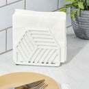 4 of 4:Home Basics Cast Iron Lines Design Napkin Holder, White, 5.5x2x4.75 Inches 
