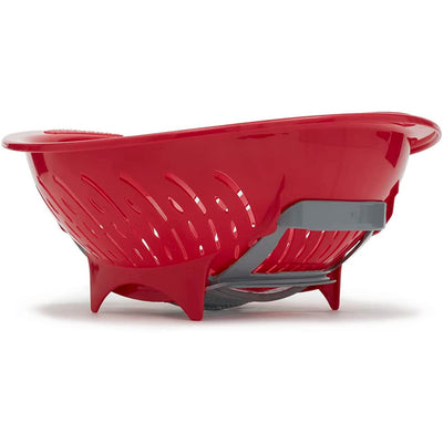 3 of 6:Home Basics Colander Bowl With Slide Open Bottom, Red 