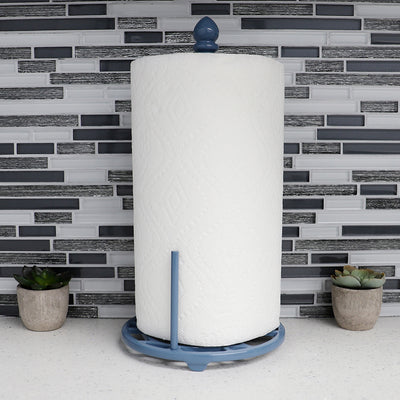 4 of 10:Porte-essuie-tout en fonte Home Basics Iris, bleu ardoise 