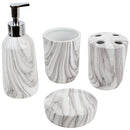 1 of 5:Home Basics Marble Ceramic 4 Piece Bath Accessory Set, White 