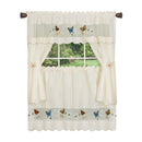 5 of 7:Daisy Meadow - Juego de cortinas de cocina bordadas con adornos, color blanco, 58.0 x 36.0 in 