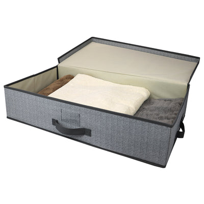 3 of 7:Home Basics Herringbone Under The Bed Storage Box, Gray, 16x28x6 Inches 