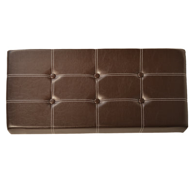 7 of 8:Pouf de rangement pliable et capitonné, similicuir marron, 76 x 38 x 38 cm 