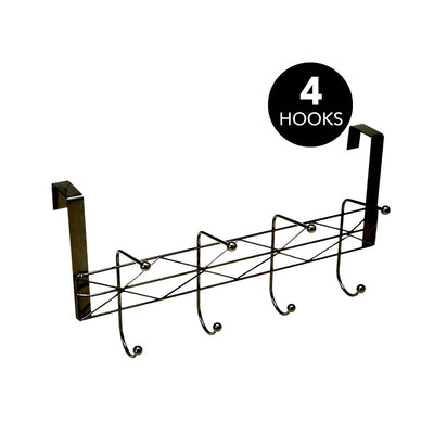 1 of 1:Simplify Geometric Collection Colgador para colgar sobre la puerta con 8 ganchos, negro, 15.75 x 3.9 x 11.3 pulgadas 