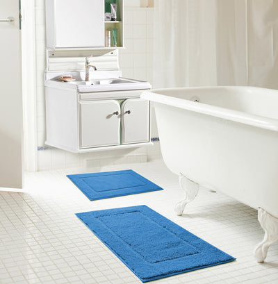 1 of 2:Derby 2-Piece Microfiber Bath Mat Set, Blue, 17x24 and 20x30 Inches 