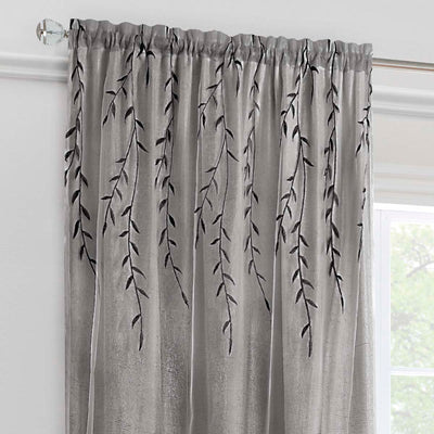 2 of 3:Panneau passe-tringle double épaisseur en satin écrasé Willow, gris, 42 x 84 pouces 