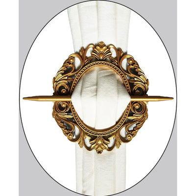 1 of 1:Premius Oval Scroll decorativo un par de cortineros, dorado, 7 x 8 pulgadas 