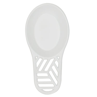 3 of 5:Home Basics Cast Iron Lines Design Spoon Rest, White, 7.5x3.5x1.3 Inches 