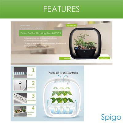 6 of 8:Spigo Intelligent Indoor LED Light Garden, Matte Black 
