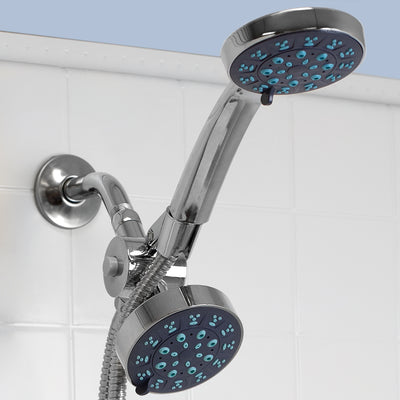 1 of 5:Home Basics Pure Paradise Cabezal de ducha dual fijo y de mano con 3 funciones, cromado 