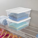 4 of 5:Sterilite Basic Caja de almacenamiento transparente con tapa blanca, 16 cuartos de galón, 16.75 x 11.8 x 7 pulgadas 