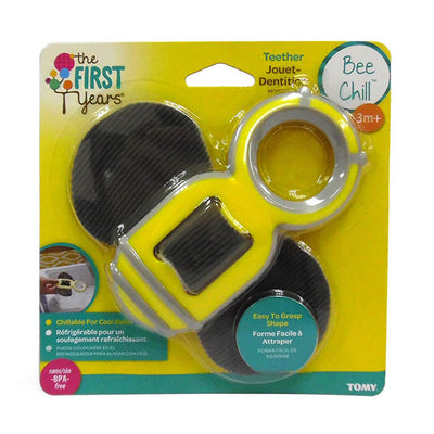 2 of 2:Anneau de dentition 2 en 1 Bee Chill First Years, gris-jaune, à partir de 3 mois 