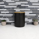 4 of 4:Home Basics Wave Ceramic Canister With Bamboo Lid, Black, Medium, 5x6.5 Inches 