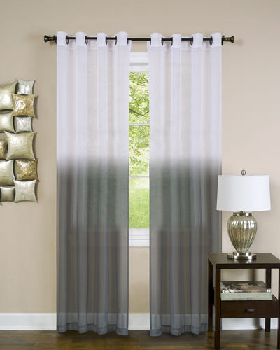 1 of 3:Panneau de fenêtre à œillets Essence Sheer Ombre, anthracite, 52 x 84 pouces 