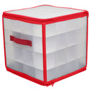 1 of 5:Boîte de rangement zippée à 64 compartiments pour décorations Home Basics, rouge, 30 x 30 x 30 cm 